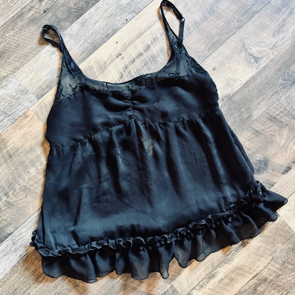 Vintage Y2K Sexy little things Victoria's Secret Black Sheer Cami